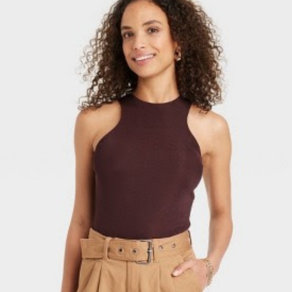 Target Slim Fit High Neck Tank Top - A New Day - Brown - Size XS